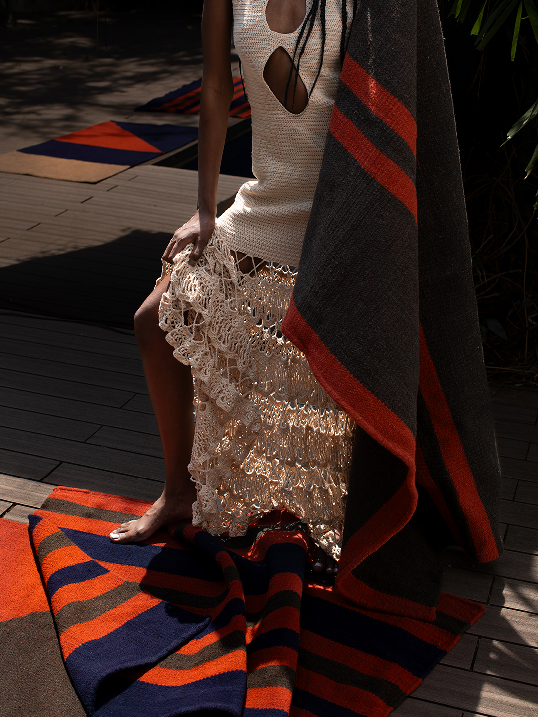 Tapete de Sol para Área Externa Ateliê Mão de Mãe Listras Marrom