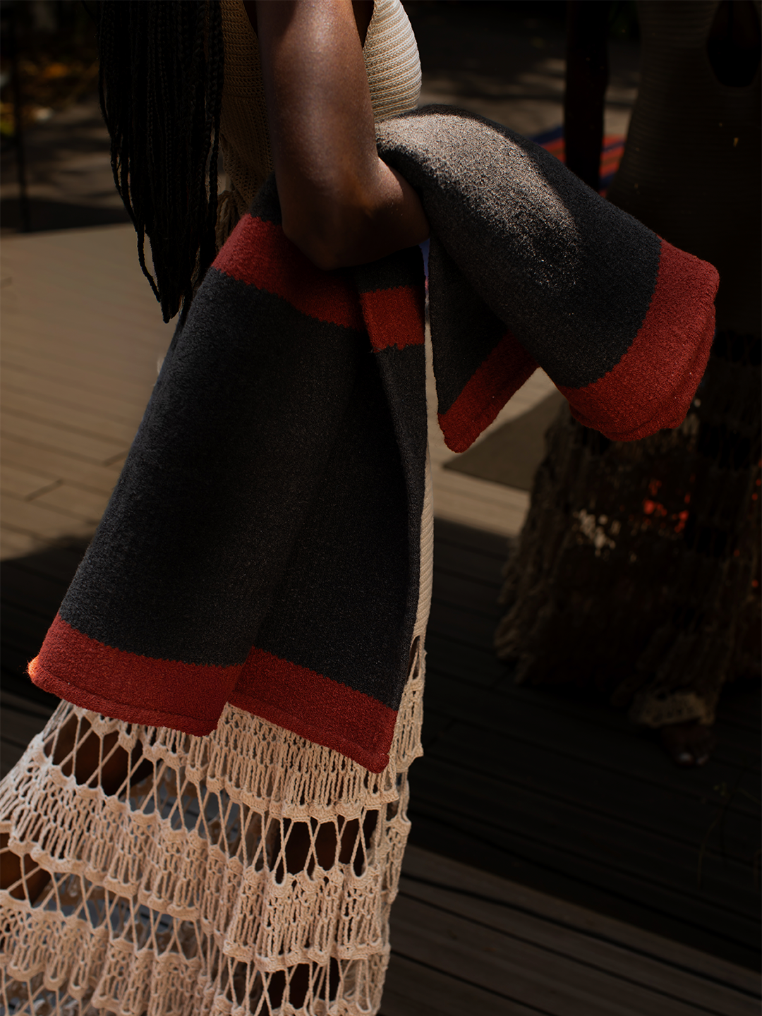 Tapete de Sol para Área Externa Ateliê Mão de Mãe Listras Marrom