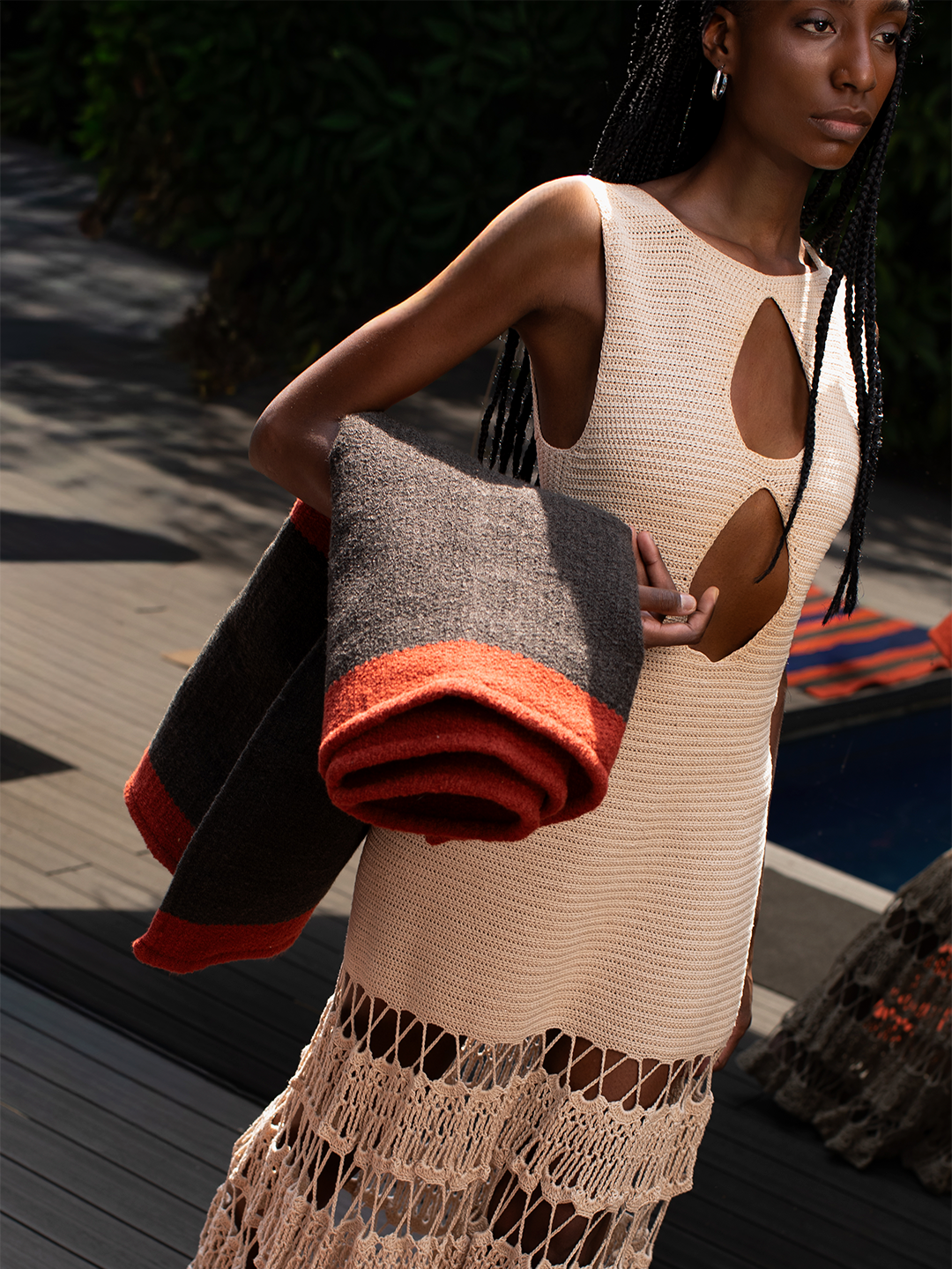 Tapete de Sol para Área Externa Ateliê Mão de Mãe Listras Marrom